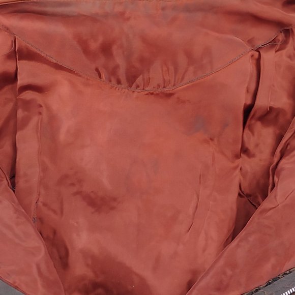 Vintage Brown and Black Floral Eyelet Dress Short Sleeve Lined with Satin Belt - Picture 12 of 15